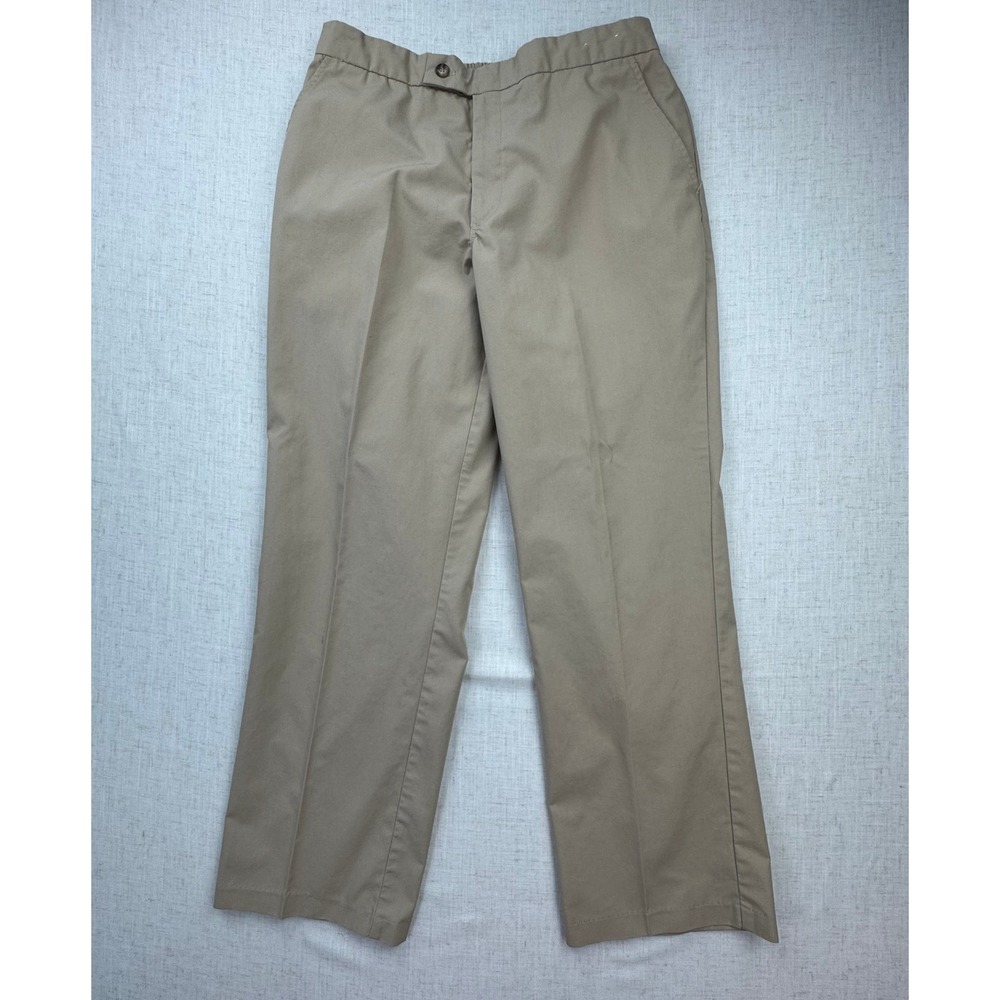 Puritan Chino Pants Mens 36x30 Khaki Elastic Waist Flat Front Straight Leg 36x30
